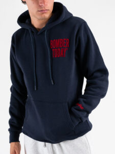 SUPERCULTURE Felpa cappuccio stampa floc lato cuore Bomber Today A1373 Blu (6)