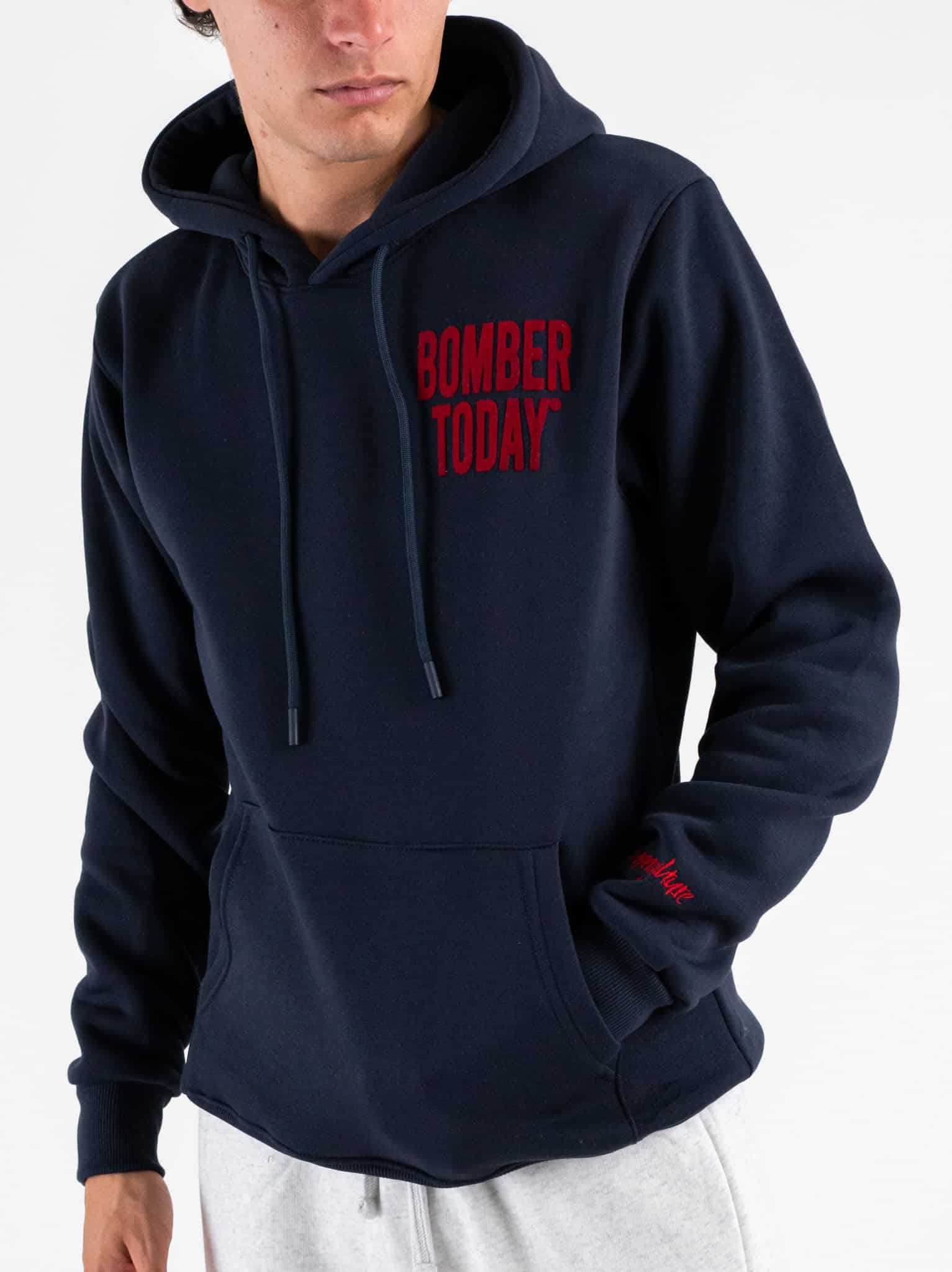 SUPERCULTURE Felpa cappuccio stampa floc lato cuore "Bomber Today" A1373 Blu