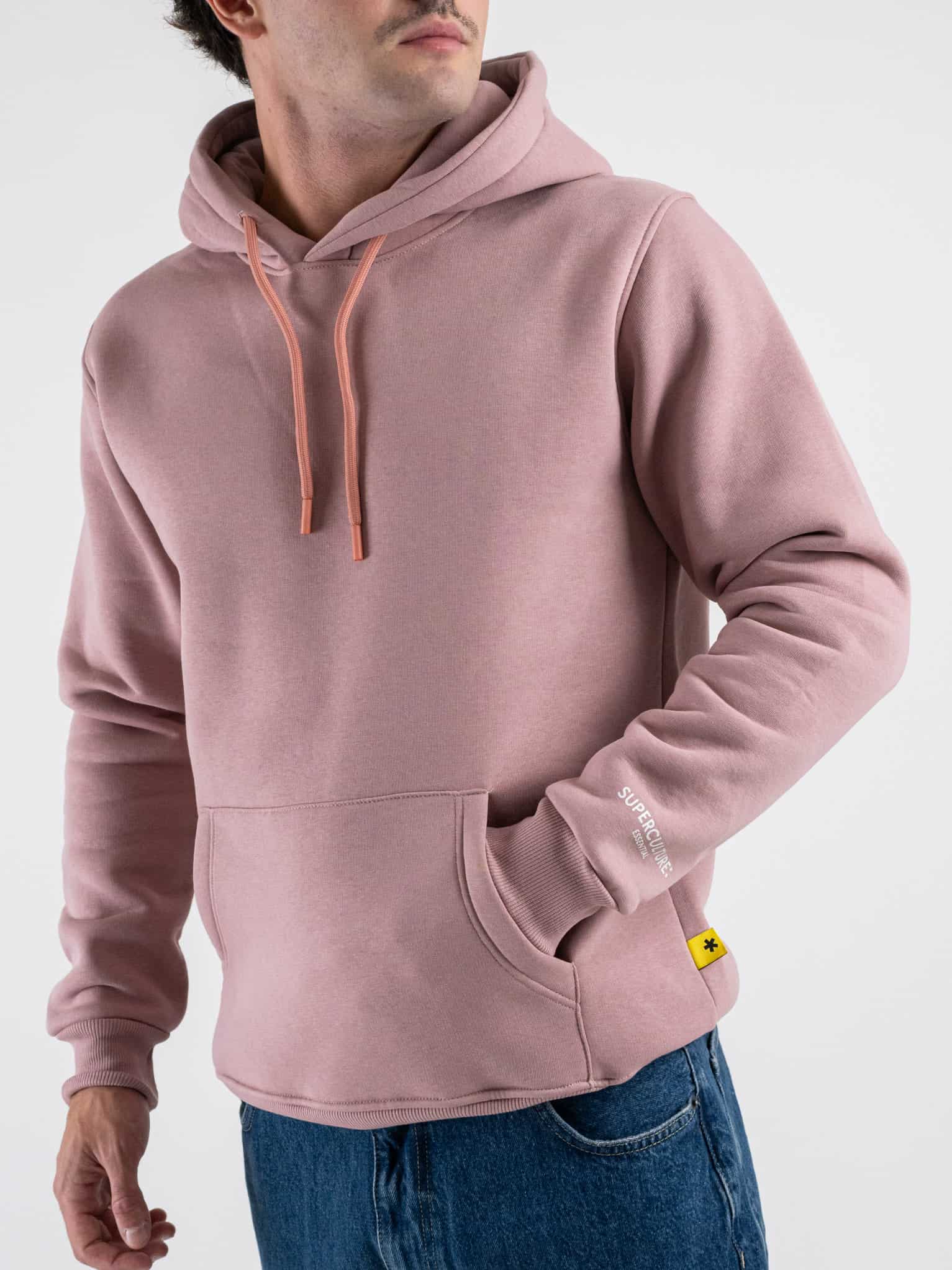 SUPERCULTURE Felpa con cappuccio felpata t.unita con logo sul polso JOY-Z Rosa Polvere