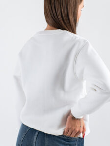 SUPERCULTURE Felpa girocollo da donna con ricamo lato cuore Pensavo Fosse Amore AW1527 Bianca (1)