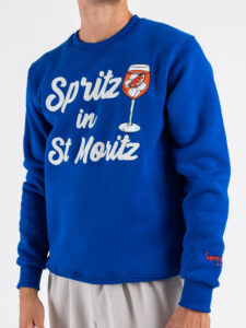 SUPERCULTURE Felpa girocollo felpata con ricamo e stampa Spritz in St Moritz A1369 Bluette (6)