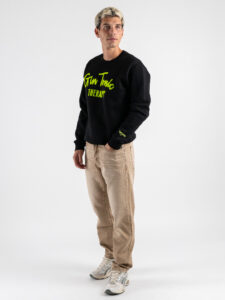 SUPERCULTURE Felpa girocollo felpata con stampa floccata Gin Tonic therapy A1379 Nera (10)