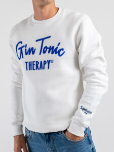 SUPERCULTURE Felpa girocollo felpata con stampa floccata Gin Tonic therapy A1379 White (3)