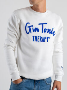 SUPERCULTURE Felpa girocollo felpata con stampa floccata Gin Tonic therapy A1379 White (6)