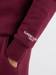 SUPERCULTURE Felpa girocollo felpata t.unita con logo sul polso TEDDY-Z Bordeaux (2)