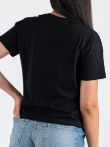 SUPERCULTURE T-shirt da donna boxy fit con ricamo VOGLIA DI DRINK AW1531 Nero (1)