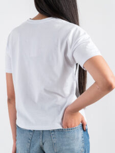 SUPERCULTURE T-shirt da donna boxy fit con stampa e ricamo PRINCIPE AZZURRO AW1525 White (1)