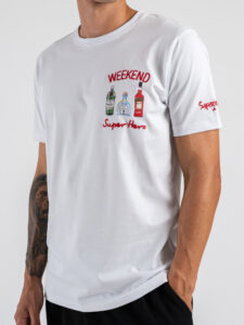 SUPERCULTURE T-shirt in cotone con stampa e ricamo lato cuore WEEKEND A1367 Bianca (5)