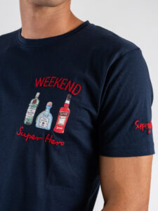 SUPERCULTURE T-shirt in cotone con stampa e ricamo lato cuore WEEKEND A1367 Blu (3)