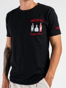 SUPERCULTURE T-shirt in cotone con stampa e ricamo lato cuore WEEKEND A1367 Nera (3)
