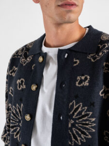 TOOCO Cardigan Polo con bottoni e ricamo bandana MPLK Navy (2)