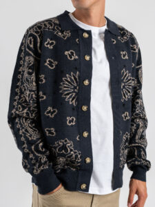 TOOCO Cardigan Polo con bottoni e ricamo bandana MPLK Navy (3)