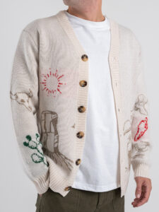 TOOCO Cardigan in misto lana ricamo cowboy MVRS Crema (4)