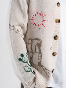 TOOCO Cardigan in misto lana ricamo cowboy MVRS Crema (5)