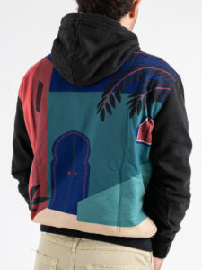 TOOCO Felpa felpata con cappuccio e patch sulla schiena casablanca MHFT Black (2)