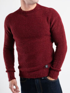 V2 Maglione girocollo bouclè misto lana MAFLU Bordeaux (2)