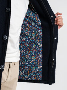 V2 Parka punto riso in misto lana con cappuccio e bottoni PRKPRIS Blu (2)