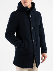 V2 Parka punto riso in misto lana con cappuccio e bottoni PRKPRIS Blu (4)