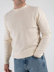 BERNA Maglione girocollo LAMBSWOOL 252062 Panna (2)