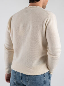 BERNA Maglione girocollo LAMBSWOOL 252062 Panna (3)