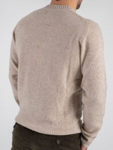 BERNA Maglione girocollo LAMBSWOOL logo ricamo 252062 Avena (1)