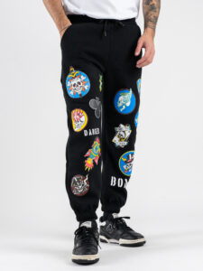 BERNA Pantalone tuta felpato con patch 252025 Nero (5)