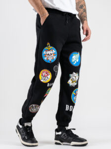 BERNA Pantalone tuta felpato con patch 252025 Nero (6)