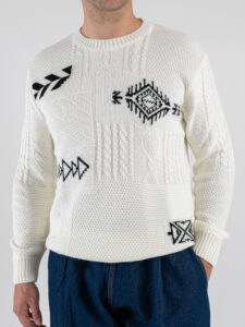 BL11 Maglione girocollo intarsio disegni NOICATTARO Panna (2)