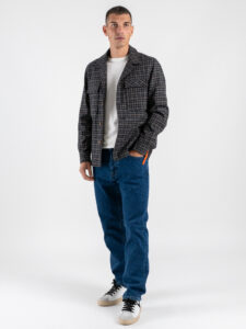 BLACKSUNDAY Giacchetta scozzese con bottoni e tasche frontali REIMS Blu (2)