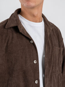 Coordinato in velluto a costine con camicia a manica lunga + pantalone over con coulisse 626 Moro (1)