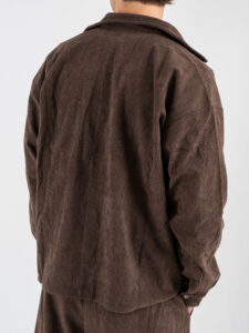 Coordinato in velluto a costine con camicia a manica lunga + pantalone over con coulisse 626 Moro (3)