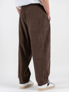 Coordinato in velluto a costine con camicia a manica lunga + pantalone over con coulisse 626 Moro (9)