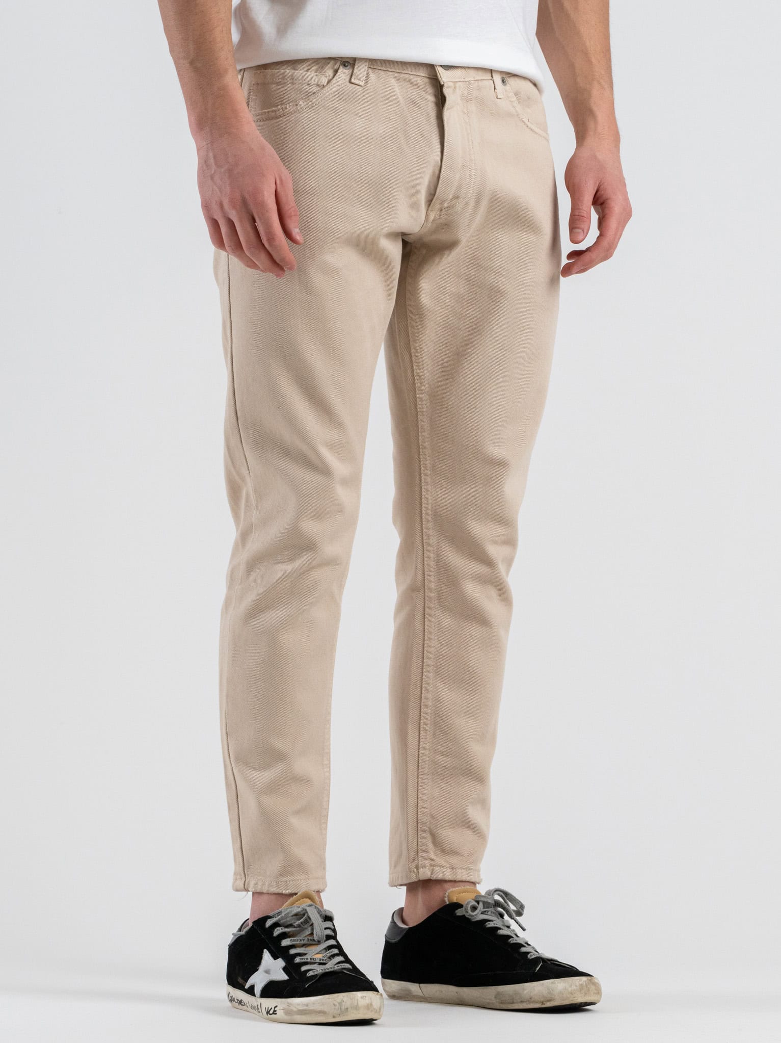 ESTASI Jeans slim senza rotture e corto alla caviglia DEL PIERO Beige