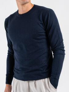 ESTASI Maglione girocollo basico in poliviscosa MICHELANGELO Blu (3)