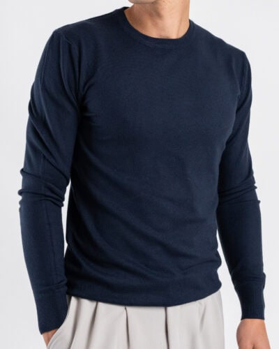 ESTASI Maglione girocollo basico in poliviscosa MICHELANGELO Blu 5 Home