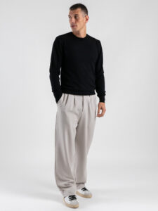 ESTASI Maglione girocollo basico in poliviscosa MICHELANGELO Nero (2)