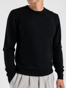 ESTASI Maglione girocollo basico in poliviscosa MICHELANGELO Nero (5)