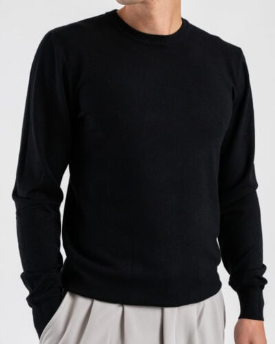 ESTASI Maglione girocollo basico in poliviscosa MICHELANGELO Nero 5 Home