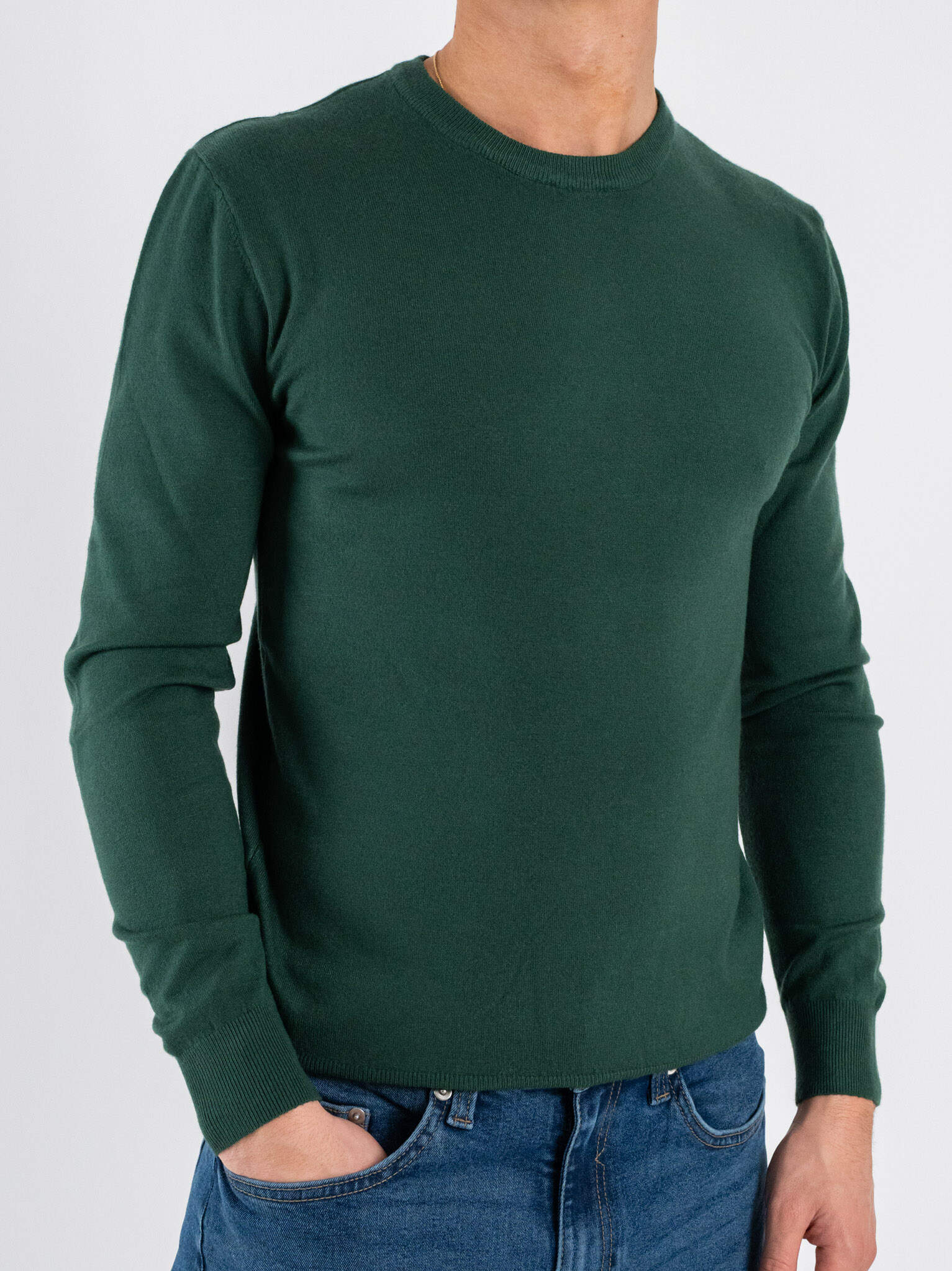 ESTASI Maglione girocollo slim in poliviscosa SINNER Verde