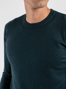 ESTASI Maglione girocollo basico in poliviscosa MICHELANGELO Verde Bosco (4)