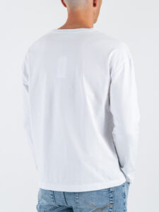 ESTASI T-shirt regular in cotone a manica lunga con spalla scesa GIOVE Bianco3
