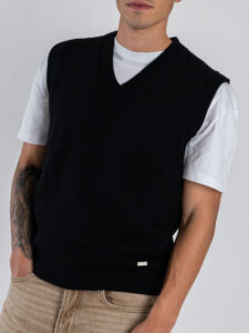 GIANNI LUPO Gilet in maglia con scollo a V GL35261 Black1