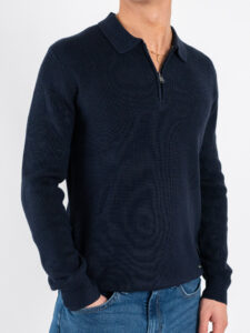 GIANNI LUPO Polo in maglia a costine con zip GL35133GZ Navy (1)