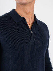 GIANNI LUPO Polo in maglia a costine con zip GL35133GZ Navy (2)