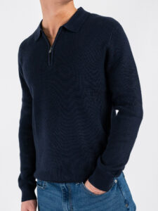 GIANNI LUPO Polo in maglia a costine con zip GL35133GZ Navy (3)