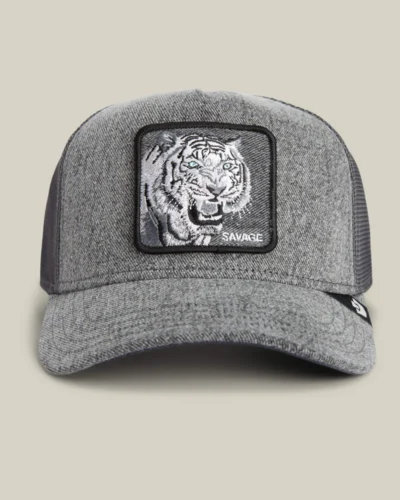 GOORIN BROS Cappellino in jeans grigio con patch stampa tigre SAVAGE