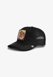 GOORIN BROS Cappellino in suede nero con patch in pelle oro stampa leone KING