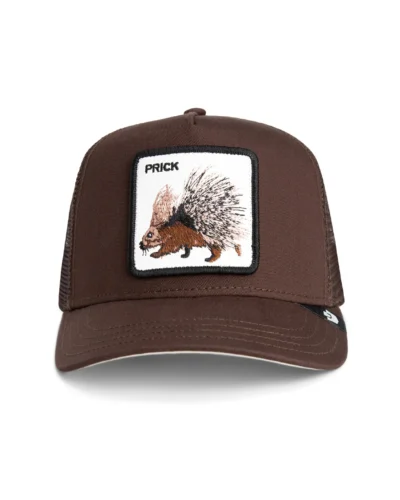 GOORIN BROS Cappellino moro con patch in pelle bianca stampa riccio PRICK