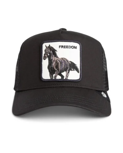 GOORIN BROS Cappellino nero con patch bianca stampa cavallo FREEDOM