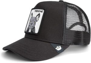 GOORIN BROS Cappellino nero con patch in pelle bianca stampa bulldog FRENCHIE2